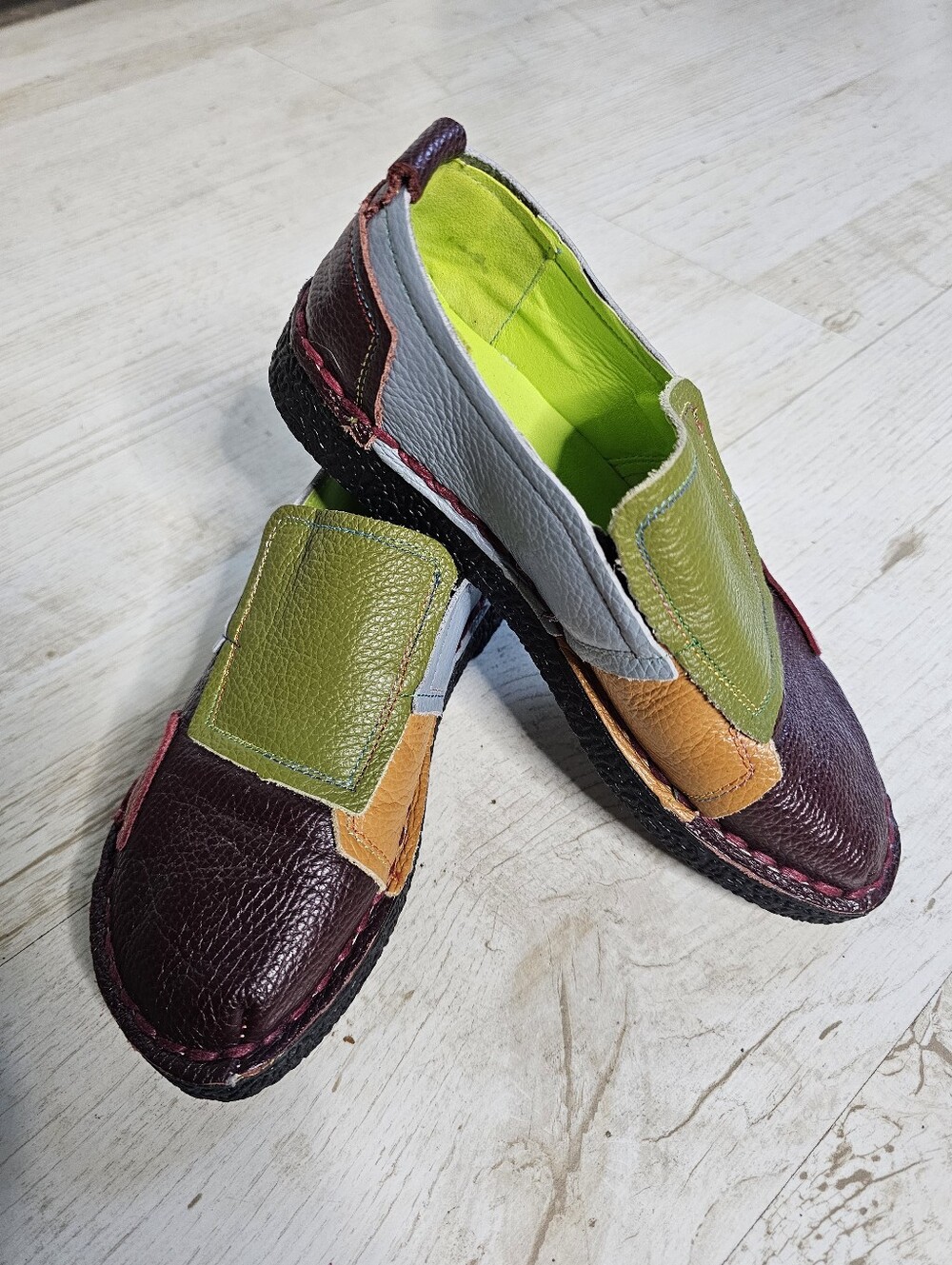 Women's Multi-Color Leather Slip-On Loafers